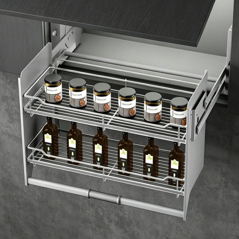 Metal Kitchen Storage Rack Liftable Kitchen Seasoning Organizer Stand Large Capacity Spice Jars Racks Kitchens Cutlery Holder