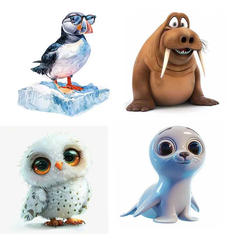 

C1187# Cute Arctic Animal Wall Decal Reusable Sticker for Living Room Aesthetic Room Decoration Easy to Beautify Your Home