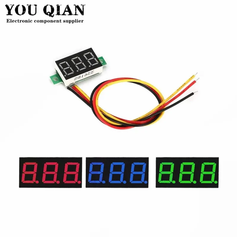 0.36 Inch 0.36 "Digitale Voltmeter Rood Groen Blauw Dc 0V-100V Drie Lijnen 3 Digit Voltage panel Meter Display Led Kleur