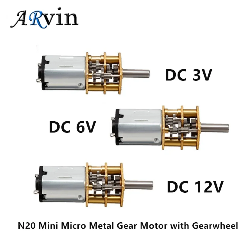 DC 3V/6V/12V N20 Mini mikro silnik z przekładnią metalową z kołem zębatym silniki prądu stałego 15/30/50/60/100/200/300/500/1000 obr./min