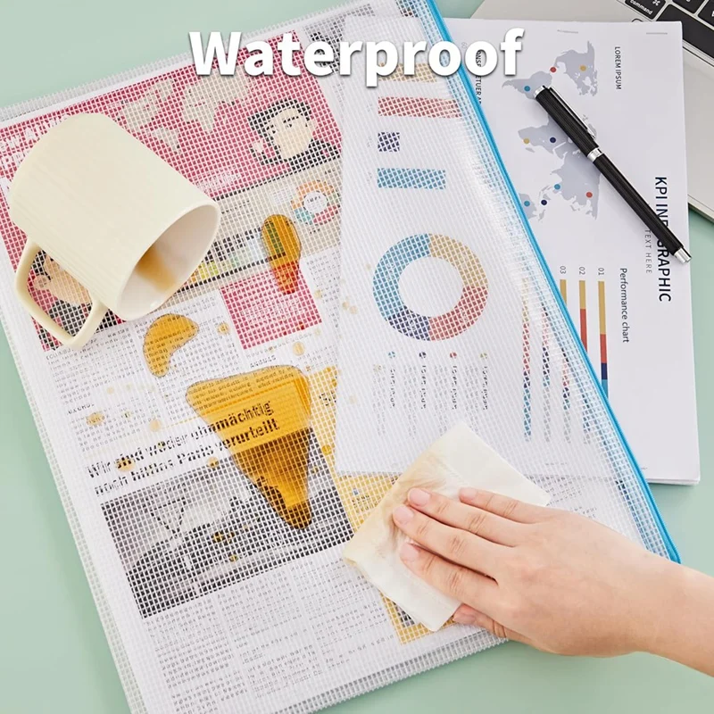 กระเป๋าซิป A3 (16.9X12 4นิ้ว) ถุงซิปขนาดใหญ่พิเศษ12สีกระเป๋าไฟล์กันน้ำสำหรับเครื่องใช้สำนักงาน