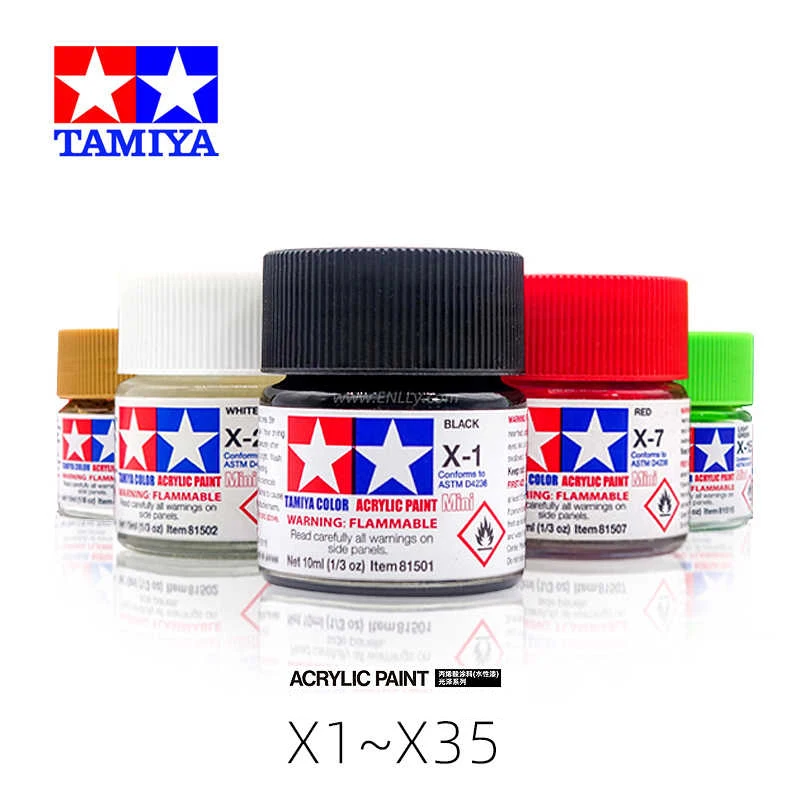 X1-X23 Acrylfarbe 10ml Glanzlack Wasserlösliches Pigment für Plastikmodellbau Hobby DIY Kunstbedarf