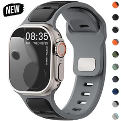 Silicone Strap for Apple Watch 49mm 46mm 45mm 44mm 42mm 41mm 40mm Sports Band for Iwatch Series 10 9 8 7 6 5 4 Se Ultra 1 2 Men