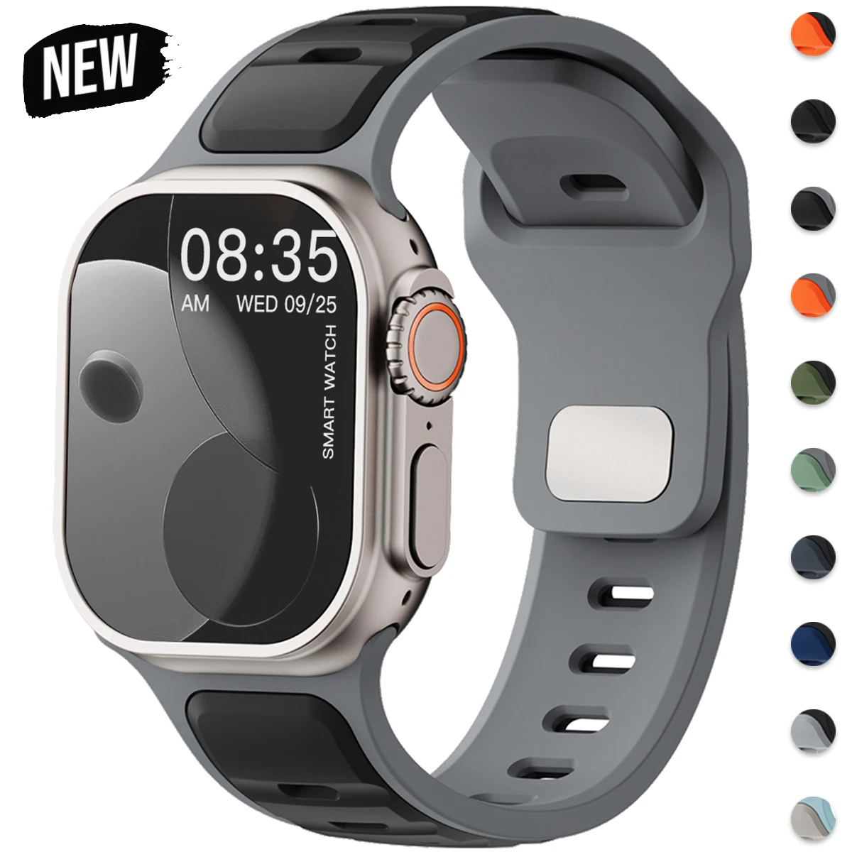 Silicone Strap for Apple Watch 49mm 46mm 45mm 44mm 42mm 41mm 40mm Sports Band for Iwatch Series 10 9 8 7 6 5 4 Se Ultra 1 2 Men