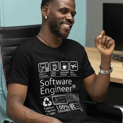 Software Engineer Programming T-Shirt Men Eat Sleep Code Repeat Programmer Developer Awesome Cotton Tees T Shirt Plus Size Tops