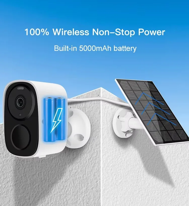 Mini Solar WiFi Camera Outdoor 2K 3MP Wireless Surveillance Solar Cam 5000mAh Battery Solar Cam CCTV IP Network Camera O-kam App