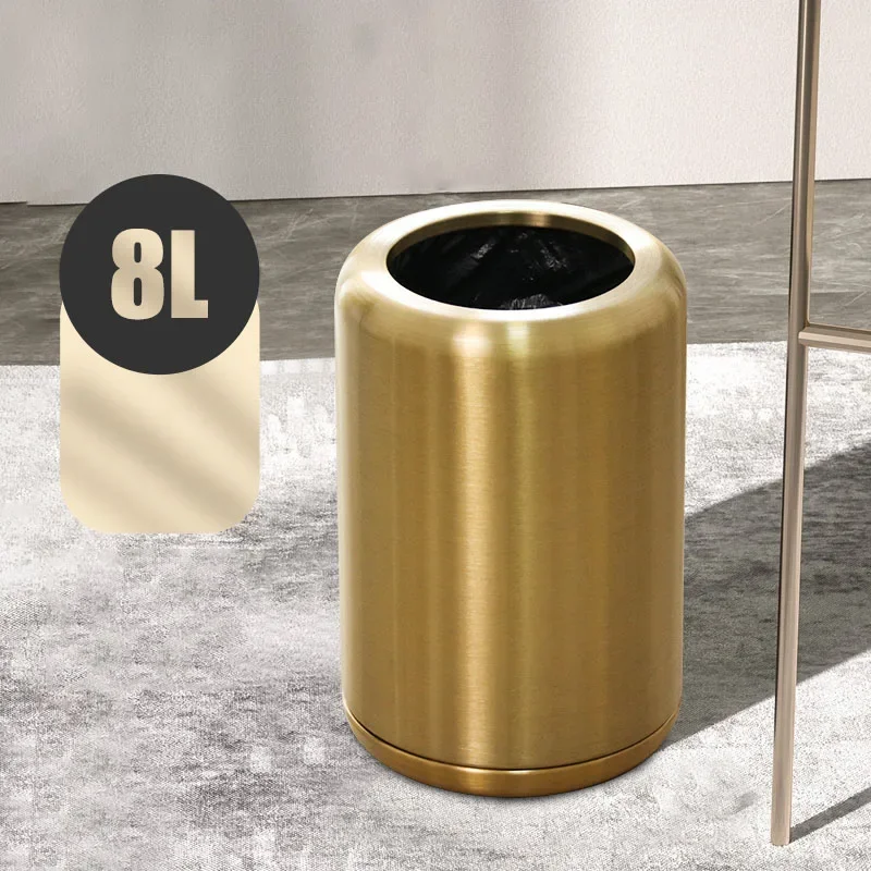 Gold Kitchen Trash Bin Recycling Office Metal Aesthetic Waste Bin Stainless Steel Big Luxury Cubo De Basura Cleaning Tools Gift