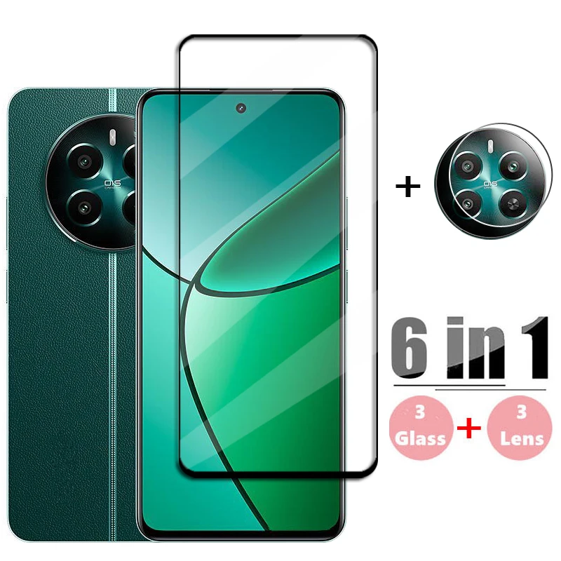 6in1 Glass For Realme 12 Plus 5G Full Cover Tempered Glass Realme 12+ Plus Screen Protector HD Phone Lens Film Realme 12 Plus