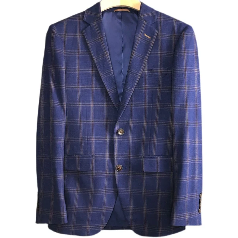 

Youthful Busin Casual Plaid Patterned Slim Fit Men's Jaet Korean Sle Thiened Single-breasted Long Sve Coat