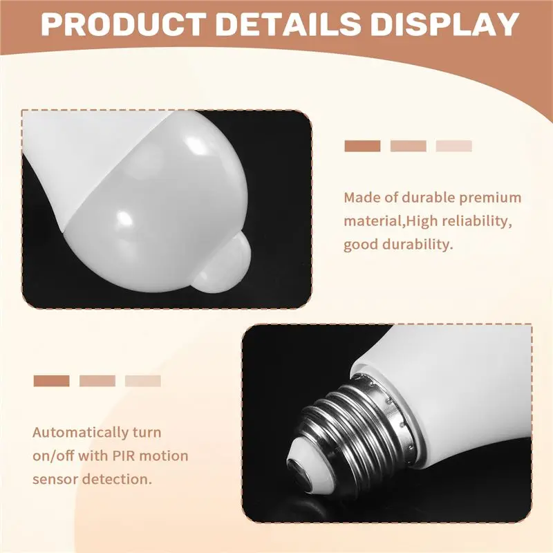 [A93Z!】 85-265V E27 PIR Motion Sensor Lamp 12W Bulb With Motion Sensor Infrared Motion Detector Security Light