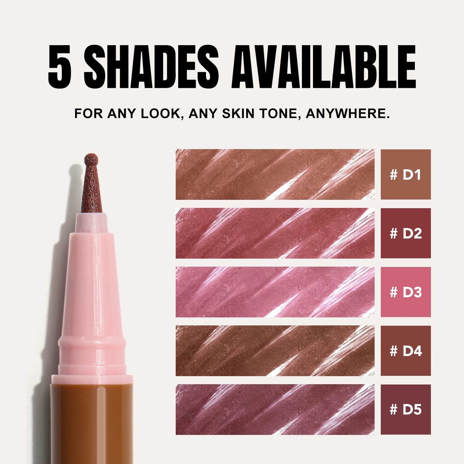 5-kleuren vloeibare lipliner private label bulk waterdicht langdurig hoog gepigmenteerd mat glad aangepast logo make-up veganistisch