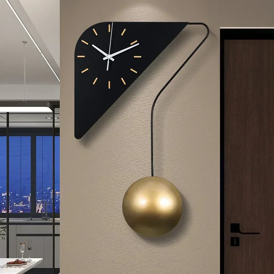 

Art Living Room Wall Clock Decoration Quartz Unique Gold Home Wall Clock Pieces Gift Hand Round Black Kitchen Room Decor