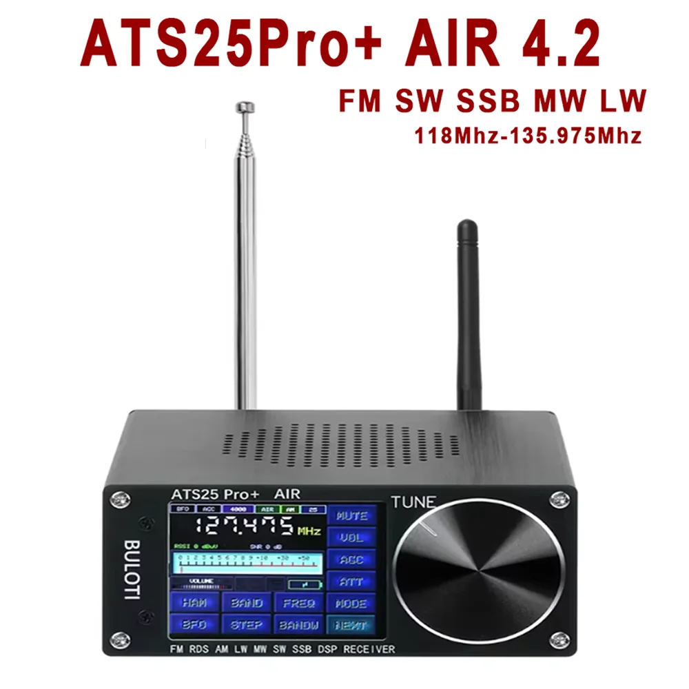ATS25 Pro+ AIRはBluetooth、Wifi、AIRバンド、FM、SW、SSB、MW、LW