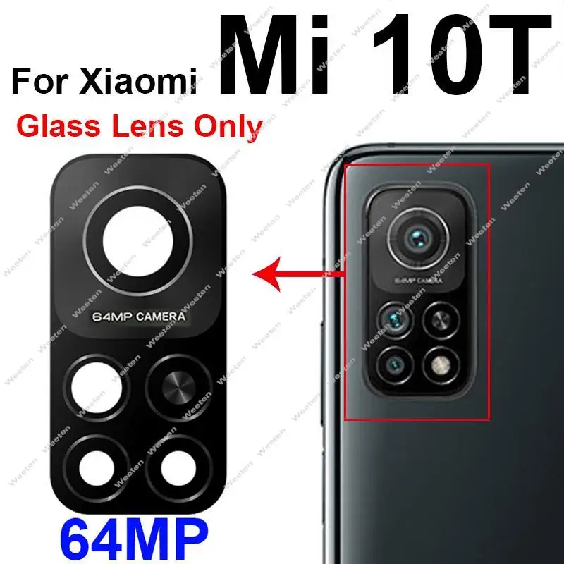 For Xiaomi Mi 10T Mi 10T Pro Rear Camera Lens Glass Cover Back Main Camera Lens Frame Sticker Replacement