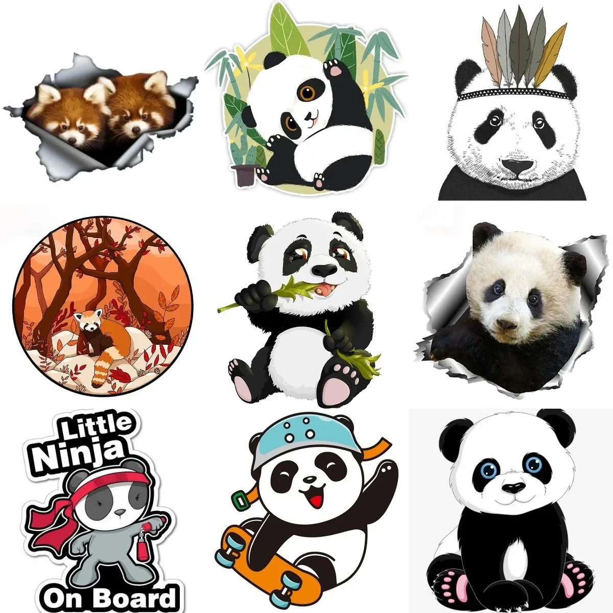 

Creative Cute Panda PVC Stickers Accessories for Decorate Helmet Camper Bumper Car Van FridgeTable Window Decal