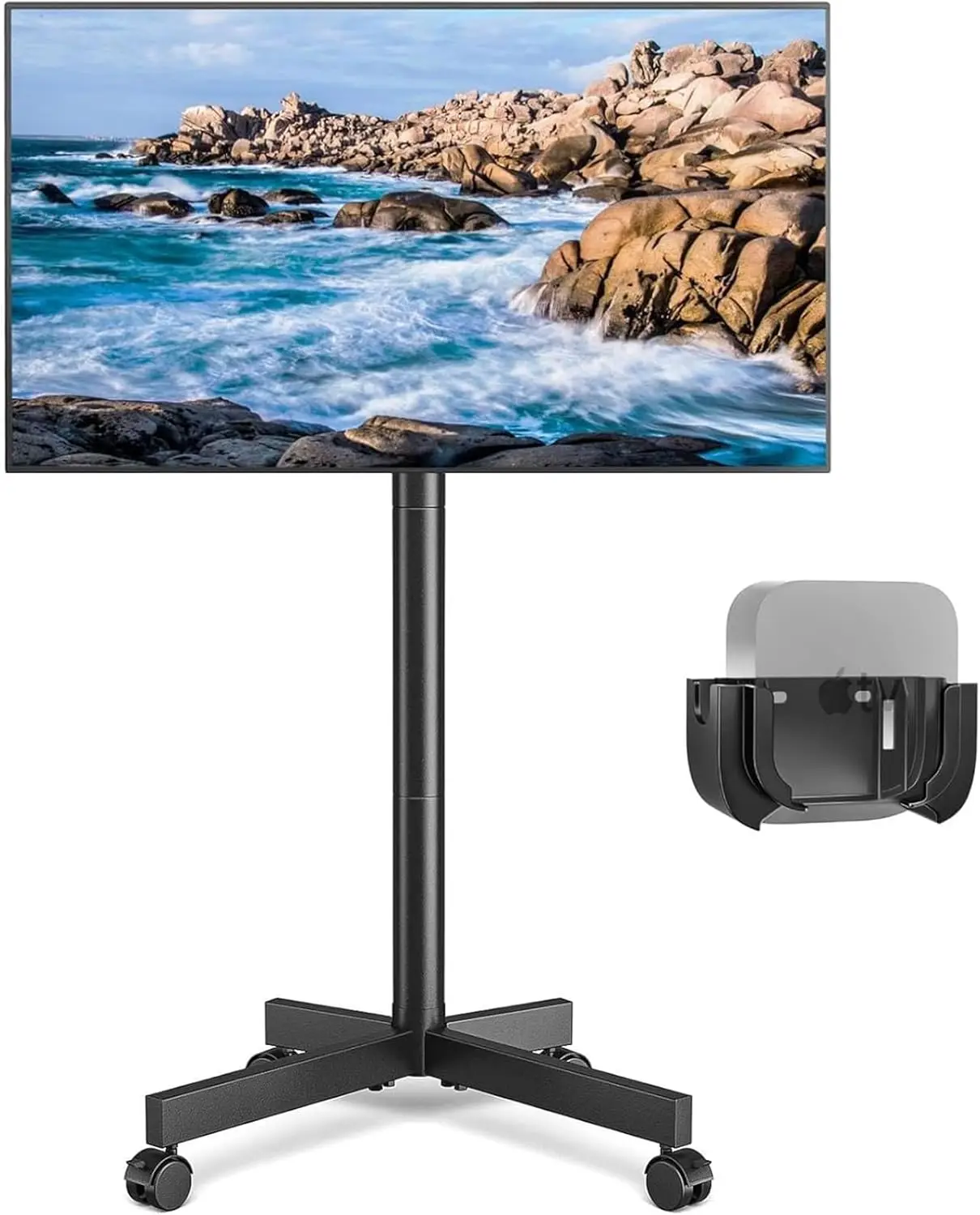 

Portable Rolling TV Stand for 23-65 Inch Screens, Adjustable Height and Tilt, Holds up to 88 lbs with Silent Wheels