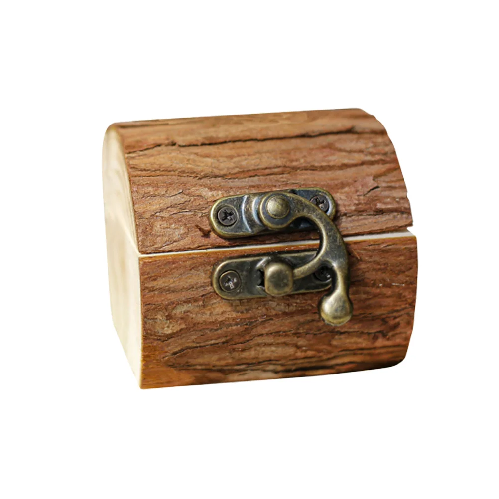 Wooden Ring Box Light Brown Durable Simple Lockable Wedding Ring Storage Box Jewelry Organizer Case Jewelry Holder
