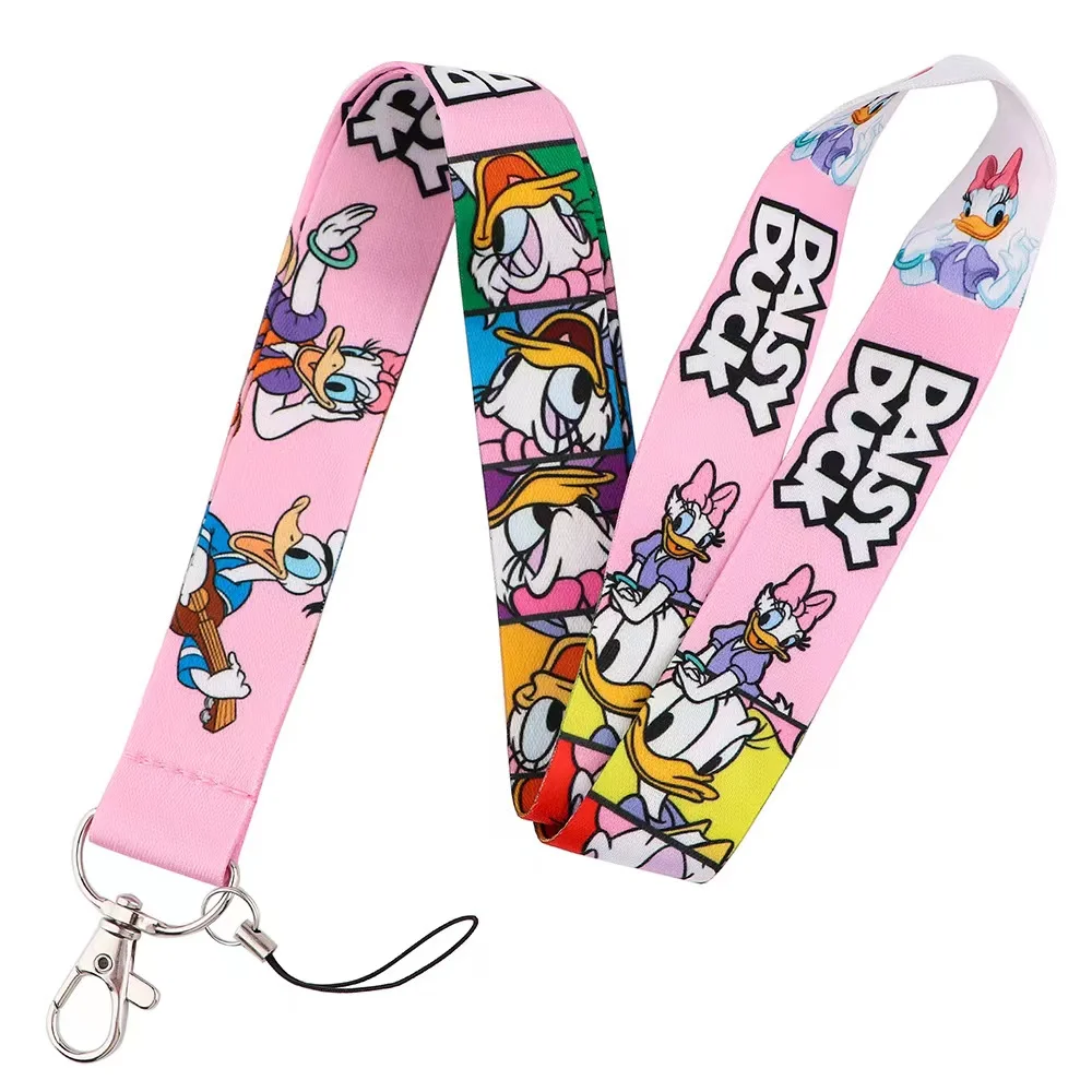 MINISO Disney Donald duck Cartoon Key Lanyard ID Badge Holders Animal Phone Neck Straps with Keyring Phone Accessories