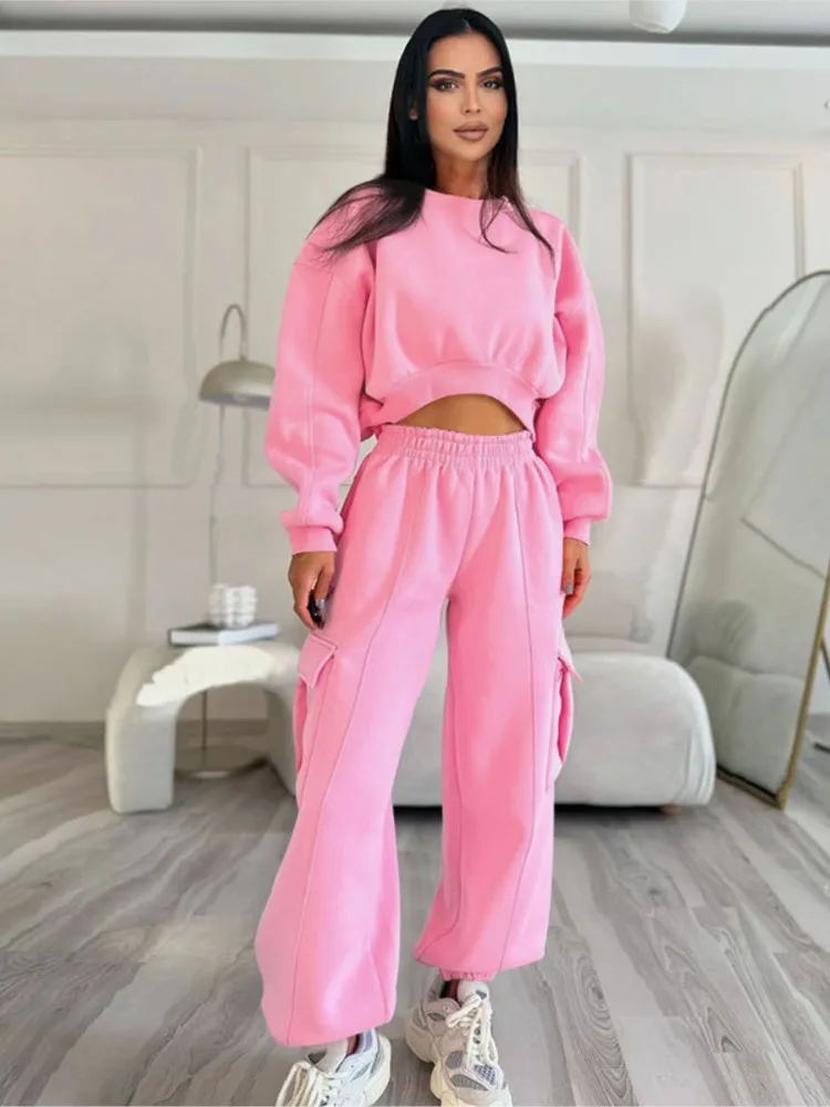 المرأة الصلبة اللون قطعتين مجموعة الأزياء س الرقبة قصيرة نمط البلوز مرونة الخصر بدل رجالي الخريف الشتاء سيدة مكتب الزي #1