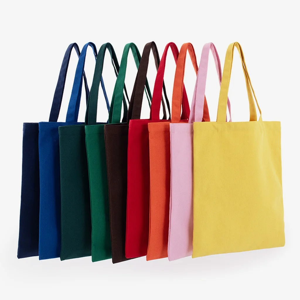 Cotton Canvas Shopping Bags Reusable Foldable Tote Bag Shoulder Handbag Eco-Friendly Women Ladies ShoulderHandbag for Daily Use