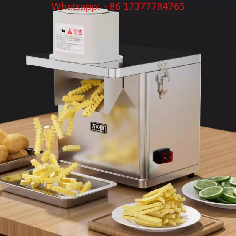 Wolf Tooth Potato Chips Making Machine, 220V Electric Stainless Steel Vegetable Dicer Slicer