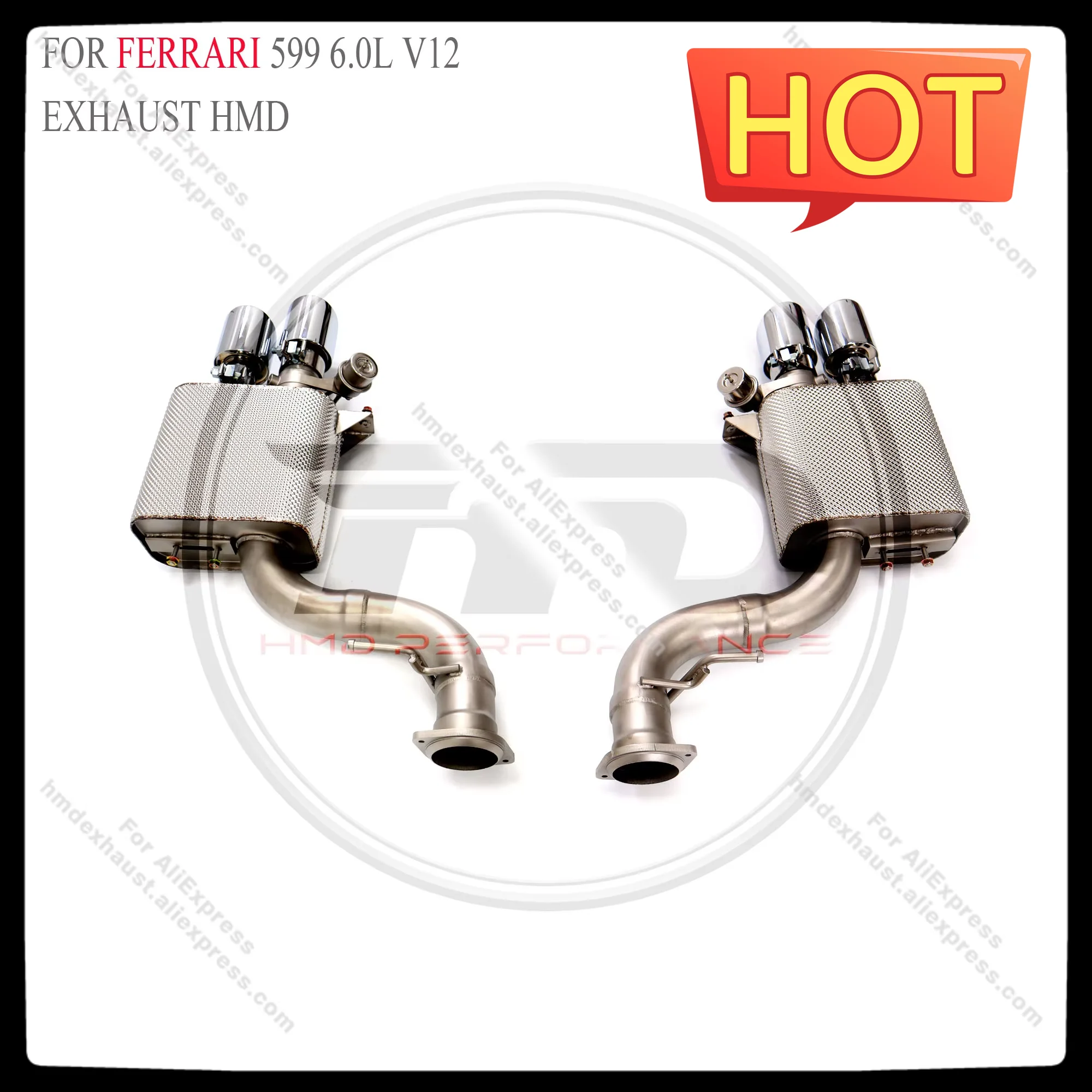 HMD Stainless Steel Exhaust catback for Ferrari 599 6.0L V12 Performance With Valve Muffler Heat shield