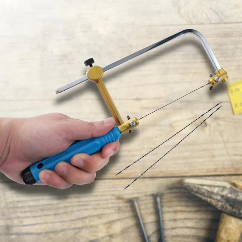 Adjustable Frame Sawbow U-Shape Coping Jig Saw for Craft Jewelry DIY Tool with Spiral Blades Tool Only Hand Saw-A21R