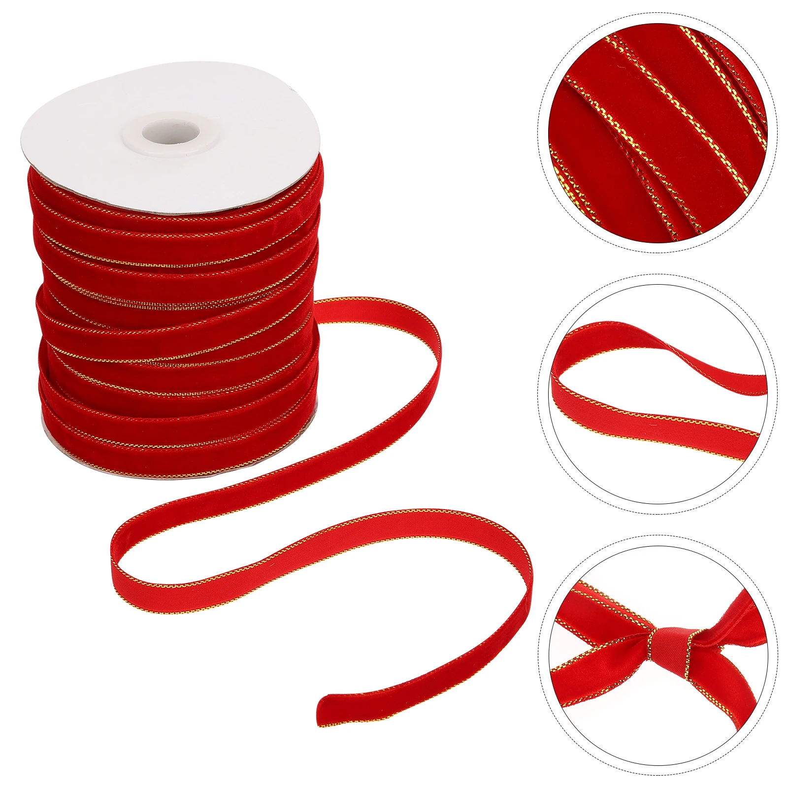 

Christmas Holiday Ribbon Hair Accessories Cabinet for Wreath Making Velvet Wrapping Dark Red