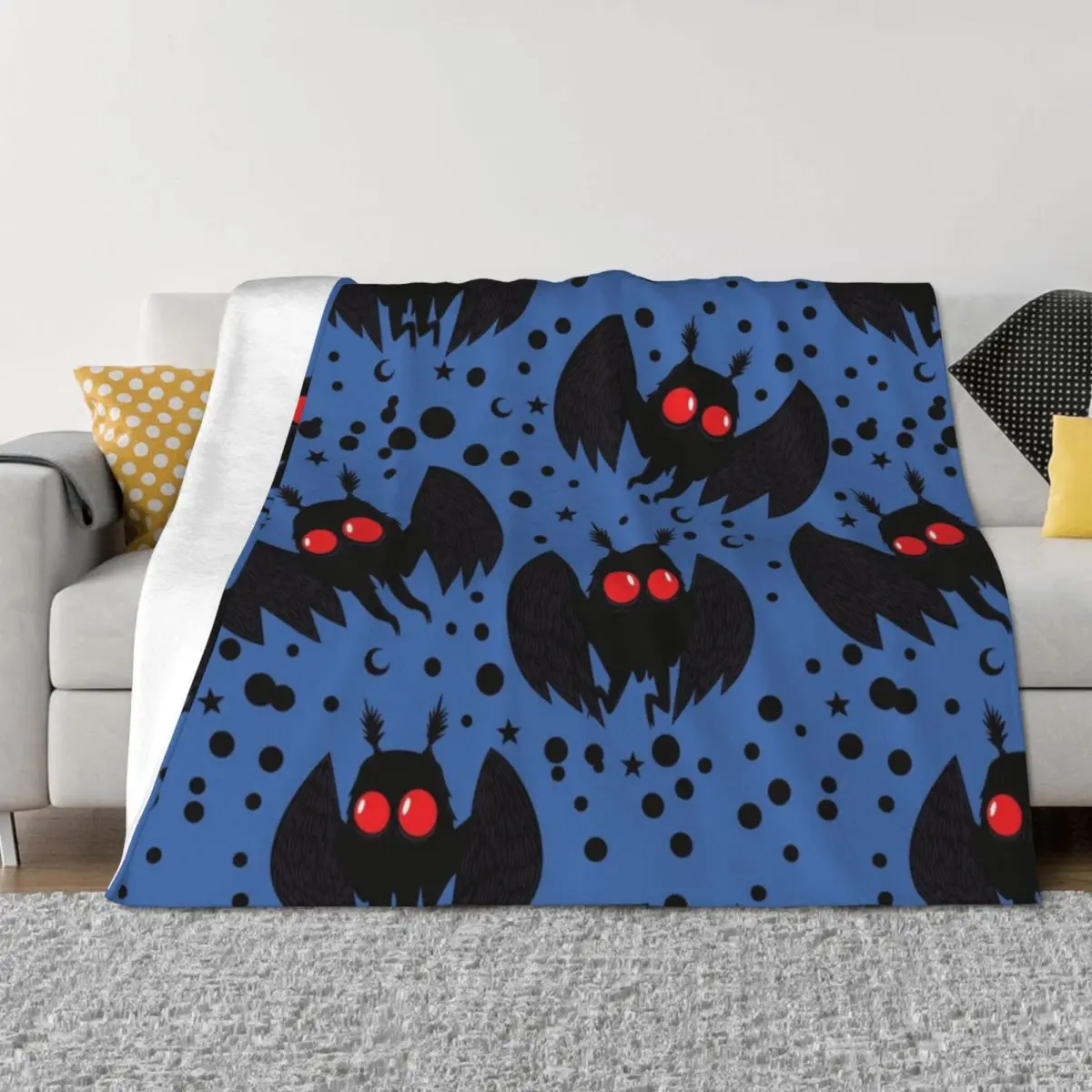 

Mothman Dark Blue Night Throw Blanket Luxury Throw Hairy for sofa bed plaid Blankets