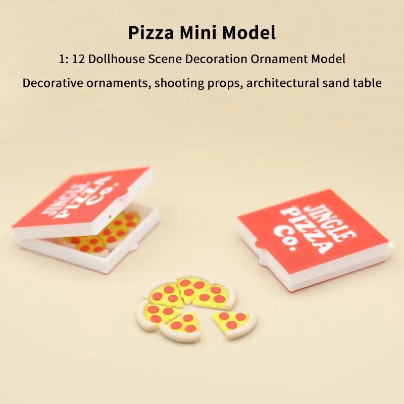 1/12 Dollhouse Simulation Mini Pizzas Model With Pizza Box Dollhouse Kitchen Food Decoration Dolls House Pretend Play Toys