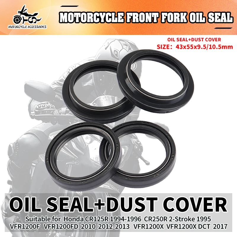 

SJ Motorcycle 43X55X9.5/10.5 Front Fork Damper Oil Seal Dust Sealed Ring For Honda CR125R CR250R CR500R Pit Dirt Bike Accessory