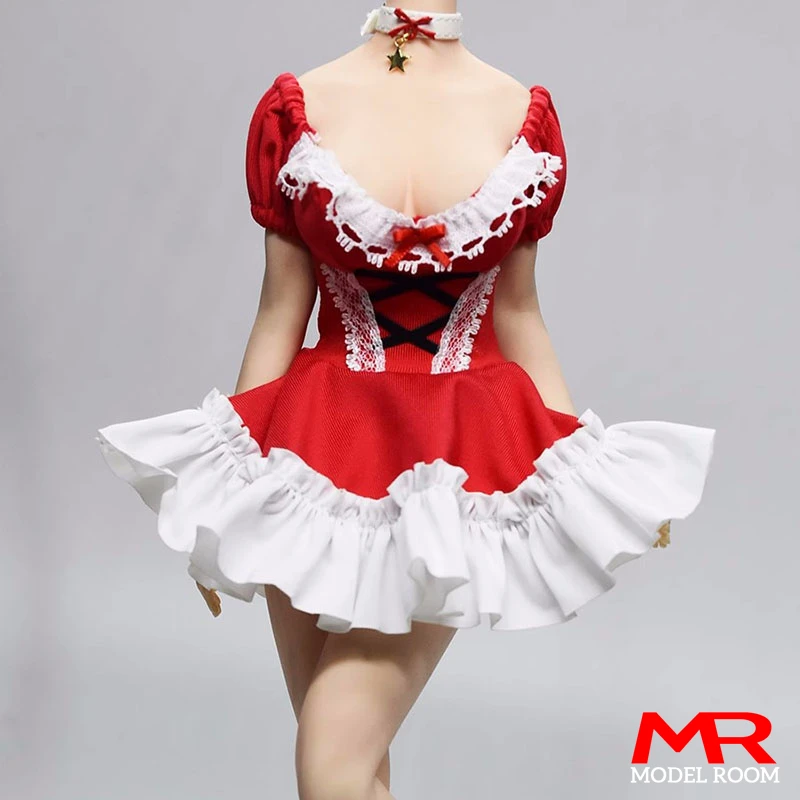 

Customized 1/6 Scale Female Low Cut Red Dress Christmas Skirt Clothes Model Fit 12'' TBL PH S07 S52 Female Soldier Action Figure