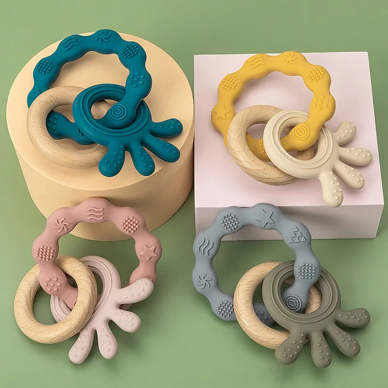 Food grade silicone bite toy, BPA free, soft and textured octopus ring, Christmas, Halloween, Thanksgiving, Easter gift