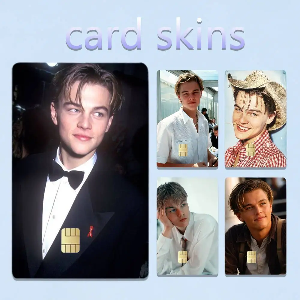 L-Leonardo DiCaprio Actor 4pcs 1Set Laser Holographic Sticker Skin Cover for Credit Bank Debit Card
