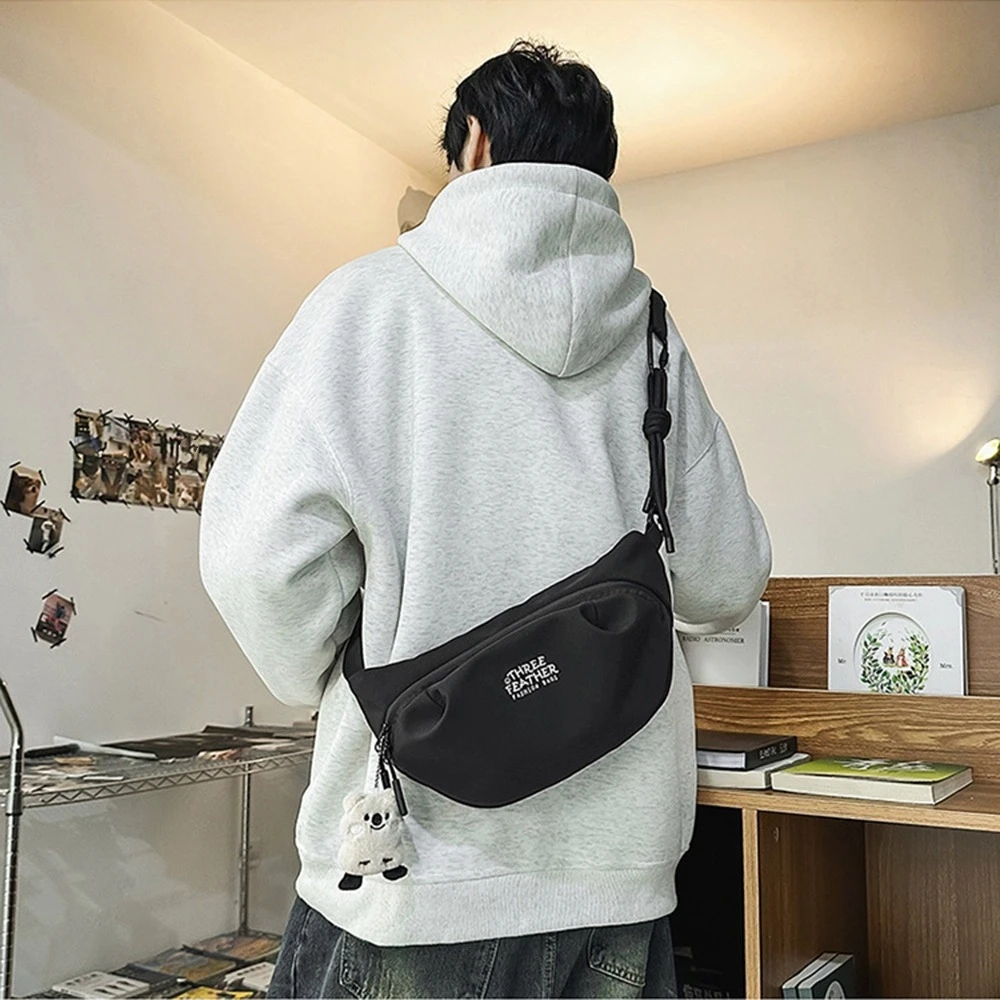 

Casual Male Chest Bag Multifunctional Adjustable Strap Nylon Waist Bag Large Capacity Zipper Single Shoulder Bag Outdoor