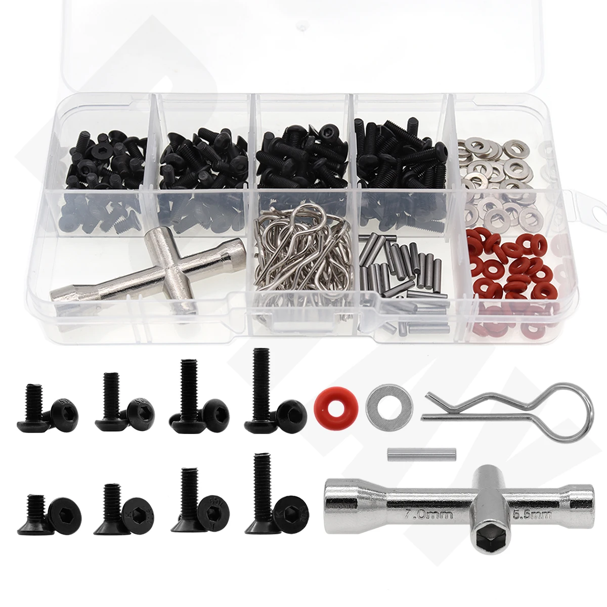 

271 Pcs HSP 1/10 RC Auto Repair Tools Screw Set Accessories Kit Box Hex Key D3/D4/XIS Full Car Screws Fire Head Screw Box