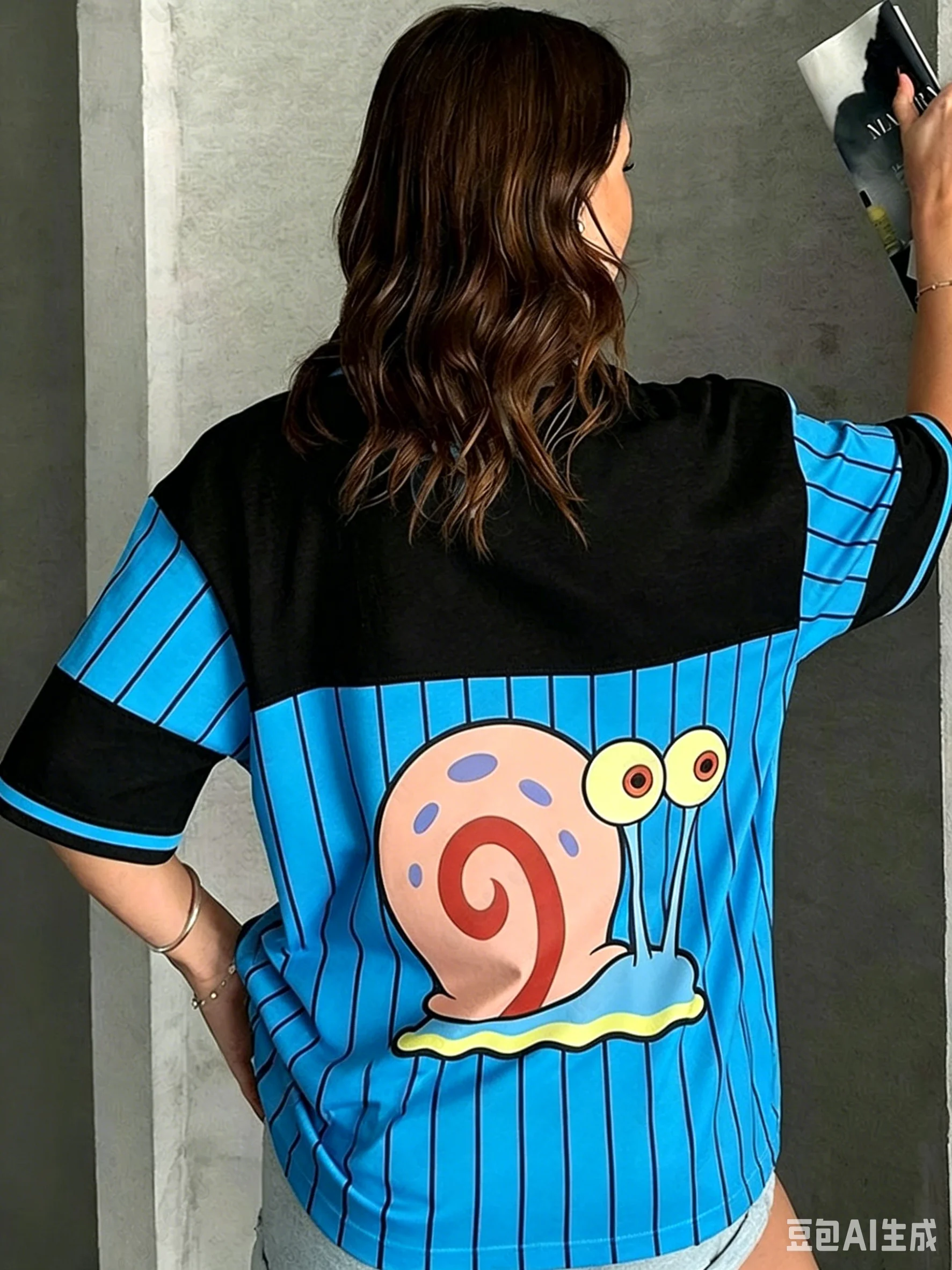 Neues SpongeBob Schwammkopf bedrucktes T-Shirt für Herren, Damen und Kinder, Eltern-Kind-Sommer-V-Ausschnitt Sport Streetwear Y2K Top – Detail 6