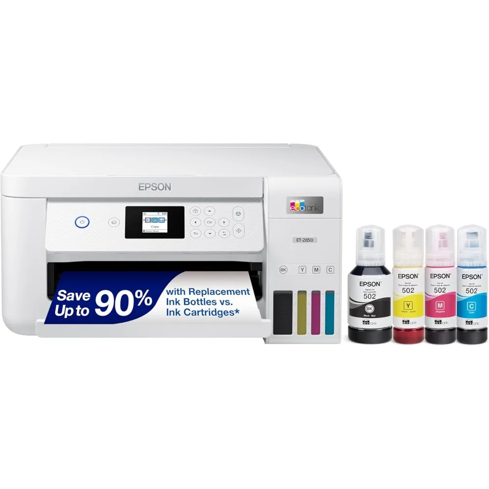 

Wireless Color All-in-One Cartridge-Free Supertank Printer with Scan, Copy and Auto 2-Sided Printing - White