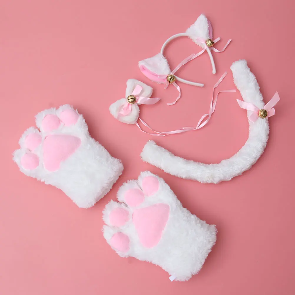 

1 set 1 Set Costume Cosplay Gloves Prop Cat Ears Headband Tail Gloves Bracelets Bow Tie Kids Party Festival Cosplay Decor