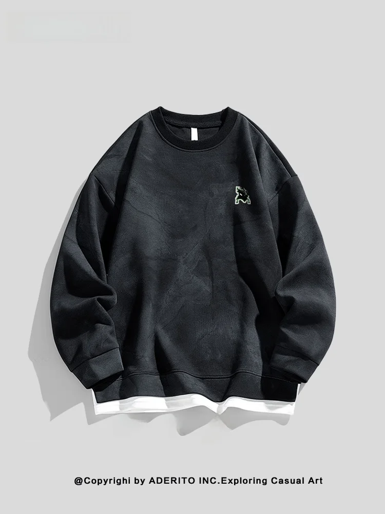 

NANA Youthful Printed Sweatirt ex Loose Overhead Mo Two-Piece Trendy Brand Long Sve Cotton Crew Ne Sweatirt