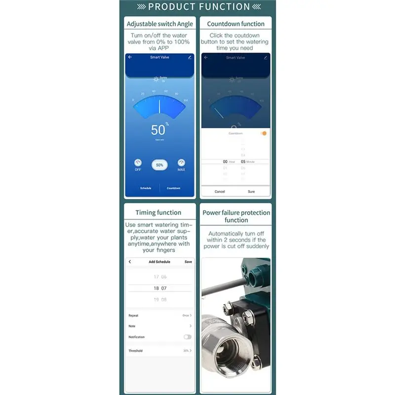 AT63-Tuya Smart Zigbee Electric Motorized Ball Water Valve Stainless Steel Garden Irrigation Remote Control For Alexa