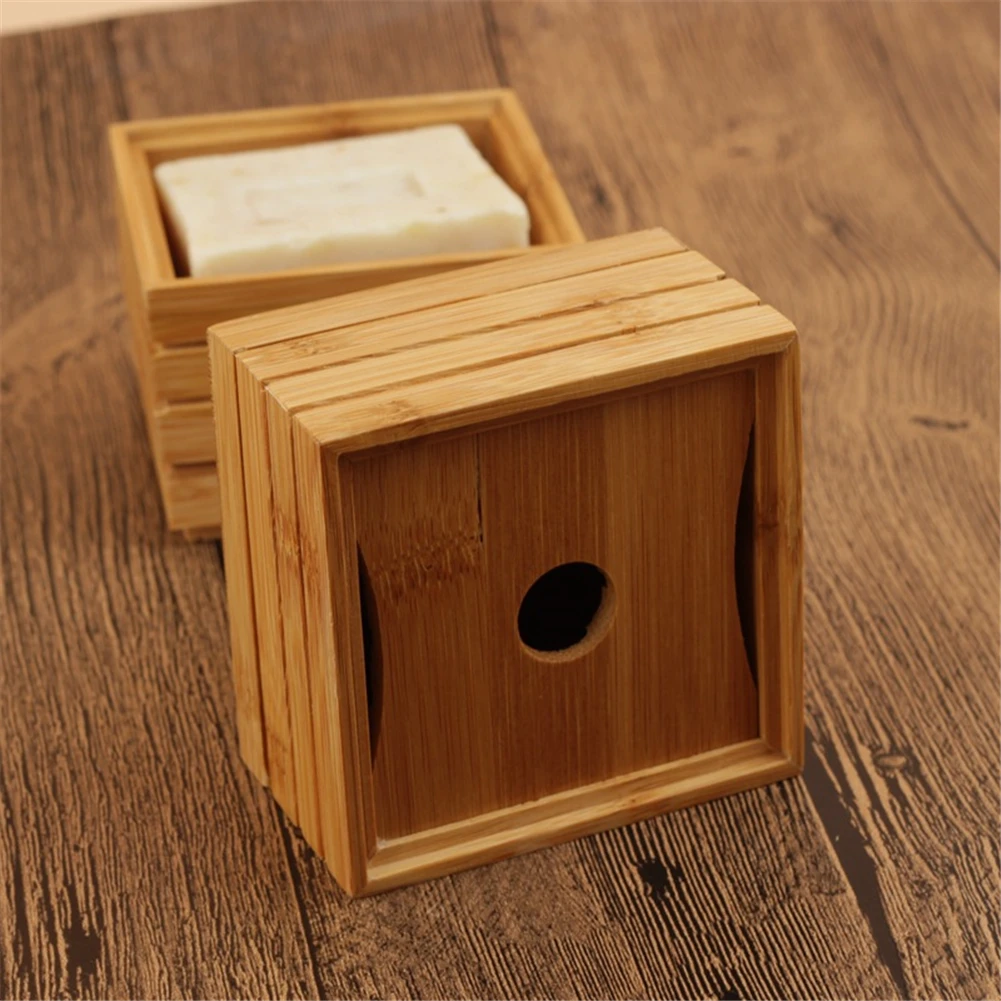 1PC Soap Dish Box Soap Case Holder Eco-Friendly Bamboo Wooden Soap Dish Container Soap Storage Box Bathroom Accessories N27