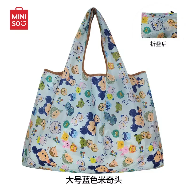 Bolso de mano de gran capacidad para mujer, bolsa de almacenamiento plegable, Stitch, Mickey Mouse, Winnie The Pooh, Anime