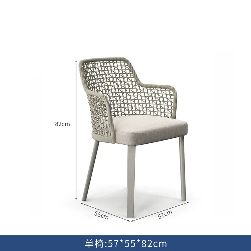 #Outdoor Villa Terrace Dining Table and Chairs Casual Garden Courtyard Rattan Chairs Waterproof Sunscreen Dining Room Slate Long