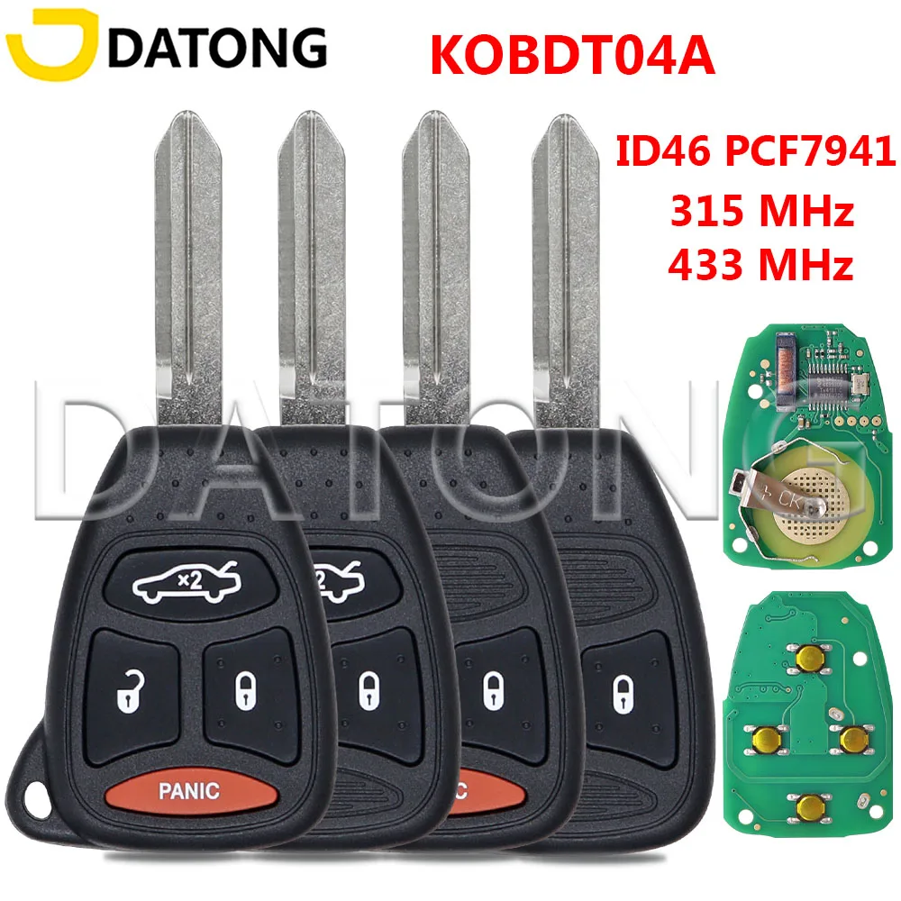 Datong KOBDT04A ID46 PCF7941 315/433MHz Car Remote Key For Jeep Grand Cherokee Commander Compass Liberty Wrangler Chrysler Dodge