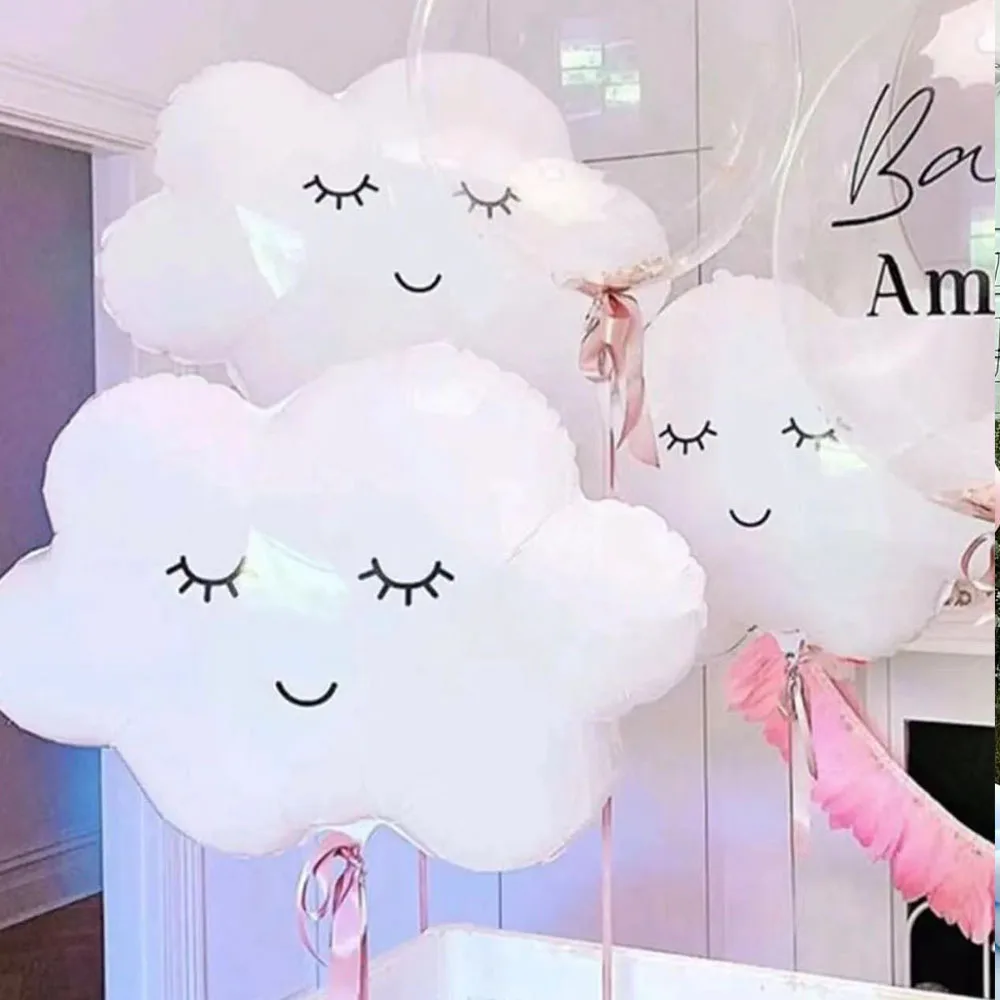 5Pcs New Large Balloon White Smile Cloud Aluminum Foil Balloon Birthday Party Wedding Decoration Kids Baby Shower Decor Supplies