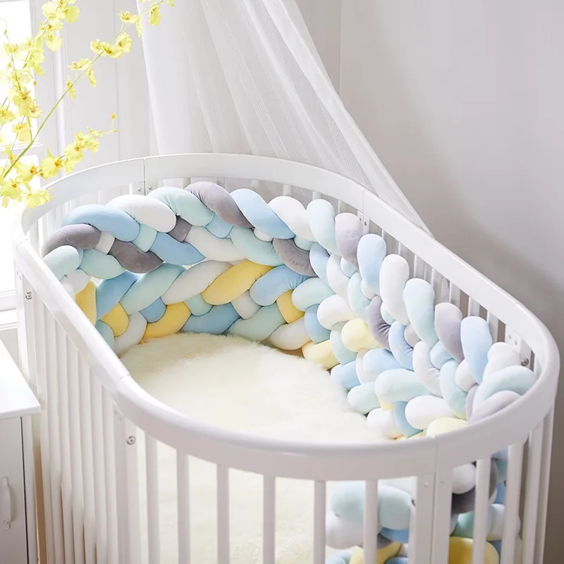 

300cmBaby Bumper Bed Braid Knot Pillow Cushion Bumper for Infant Kids Crib Protector Cot Bumper Room Decor Anti-collision Bumper