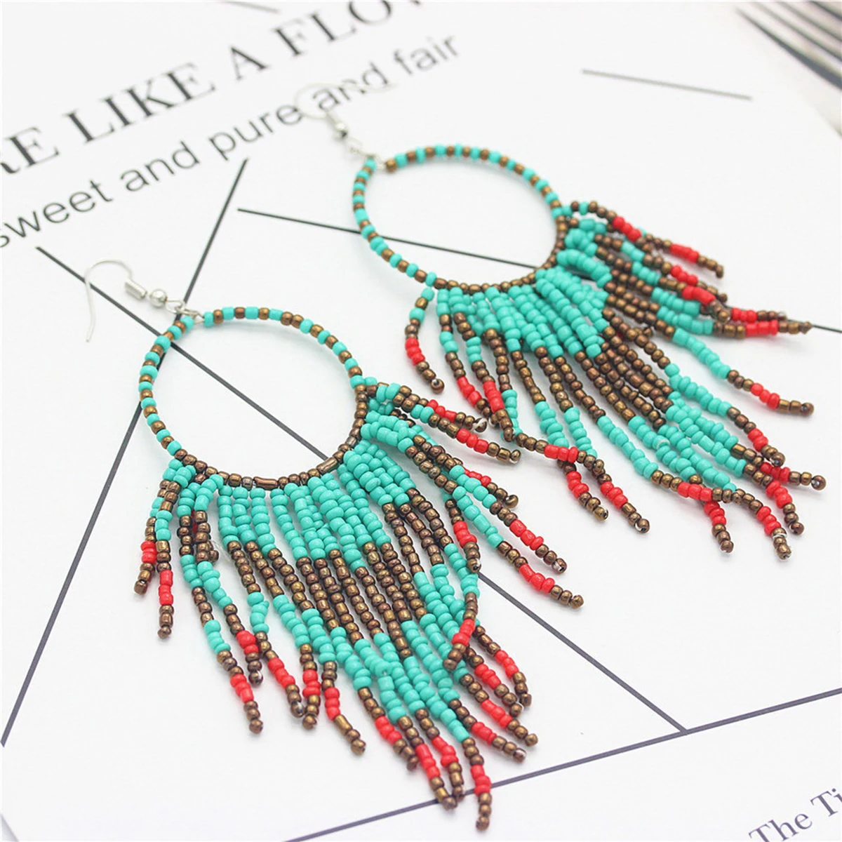 

Vintage Tassel Earrings Bohemian Drop Fringe for Women Blue Dangle Pendant Jewelry