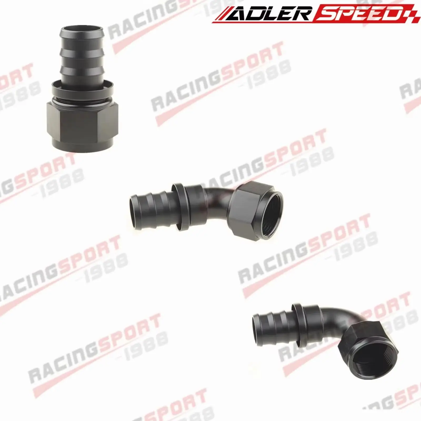 1PCS 0/45/90 Degree AN16 16AN Straight Female Swivel to Push Lock Barb Hose End Fitting Oil Fuel Hose End Adaptor Kit BlackN