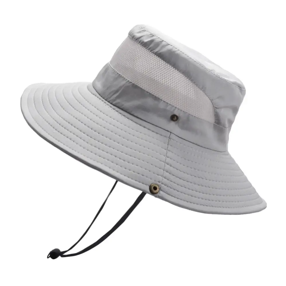 Summer Wide Brim Bucket Hat Sun Protection Breathable Fisherman Cap Portable Panama Hat Camping Hiking